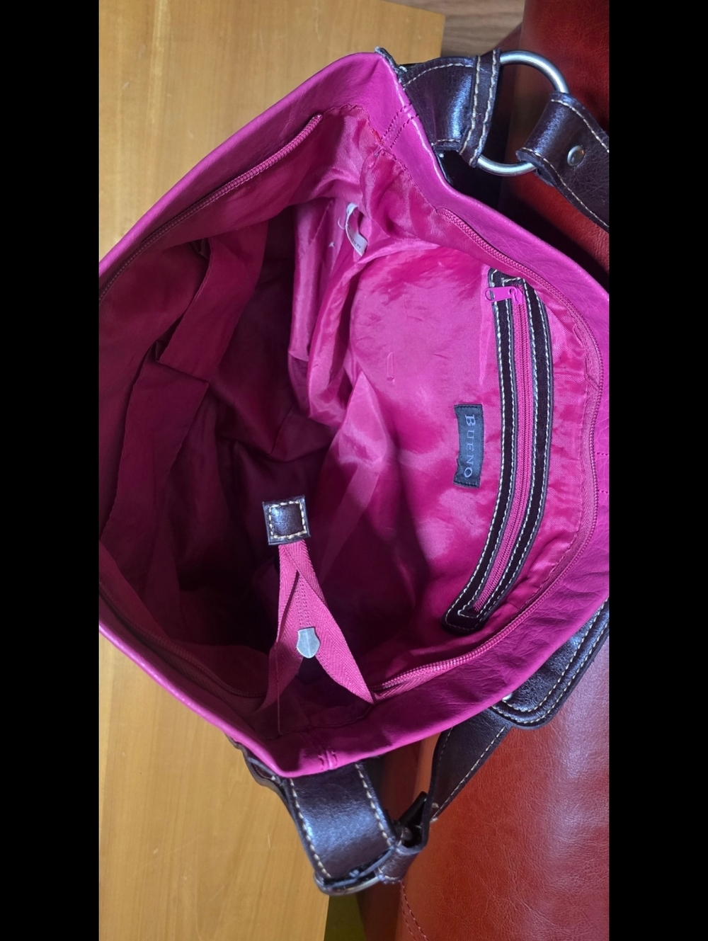 Bueno Hot Pink Hobo Bag Vegan Leather - Picture 7 of 9